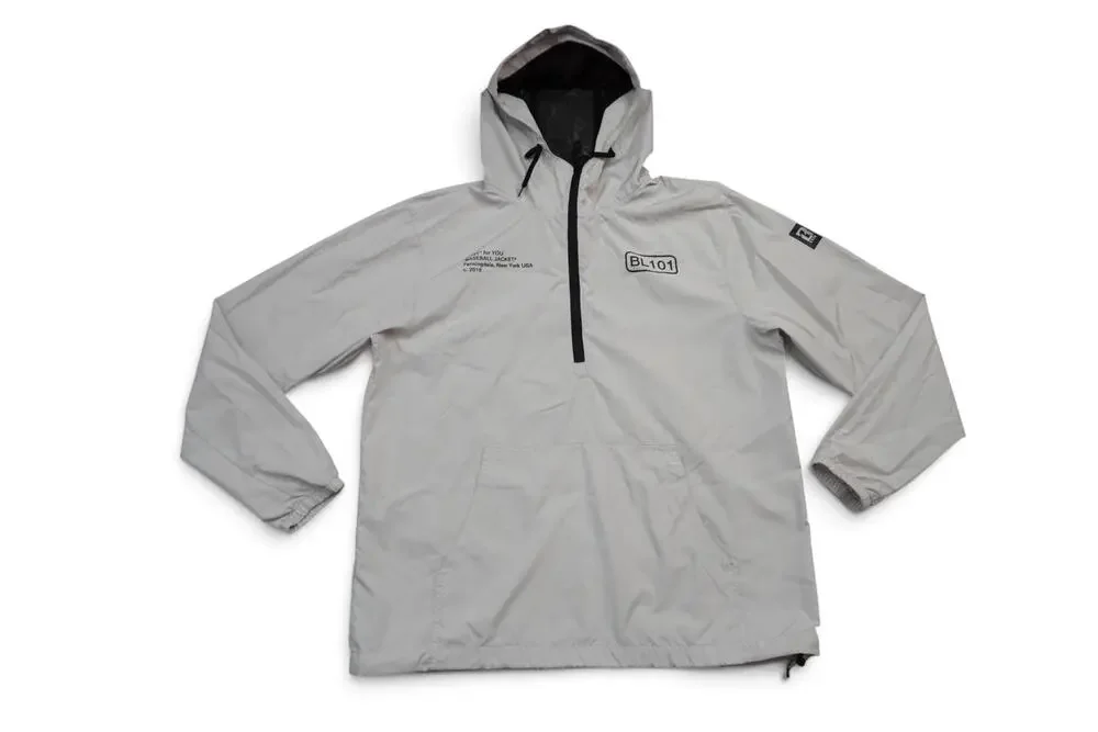 Baseball Lifestyle 101 Jacket Mens Small Gray Hooded 1/2 Zip Windbreaker Anorak
